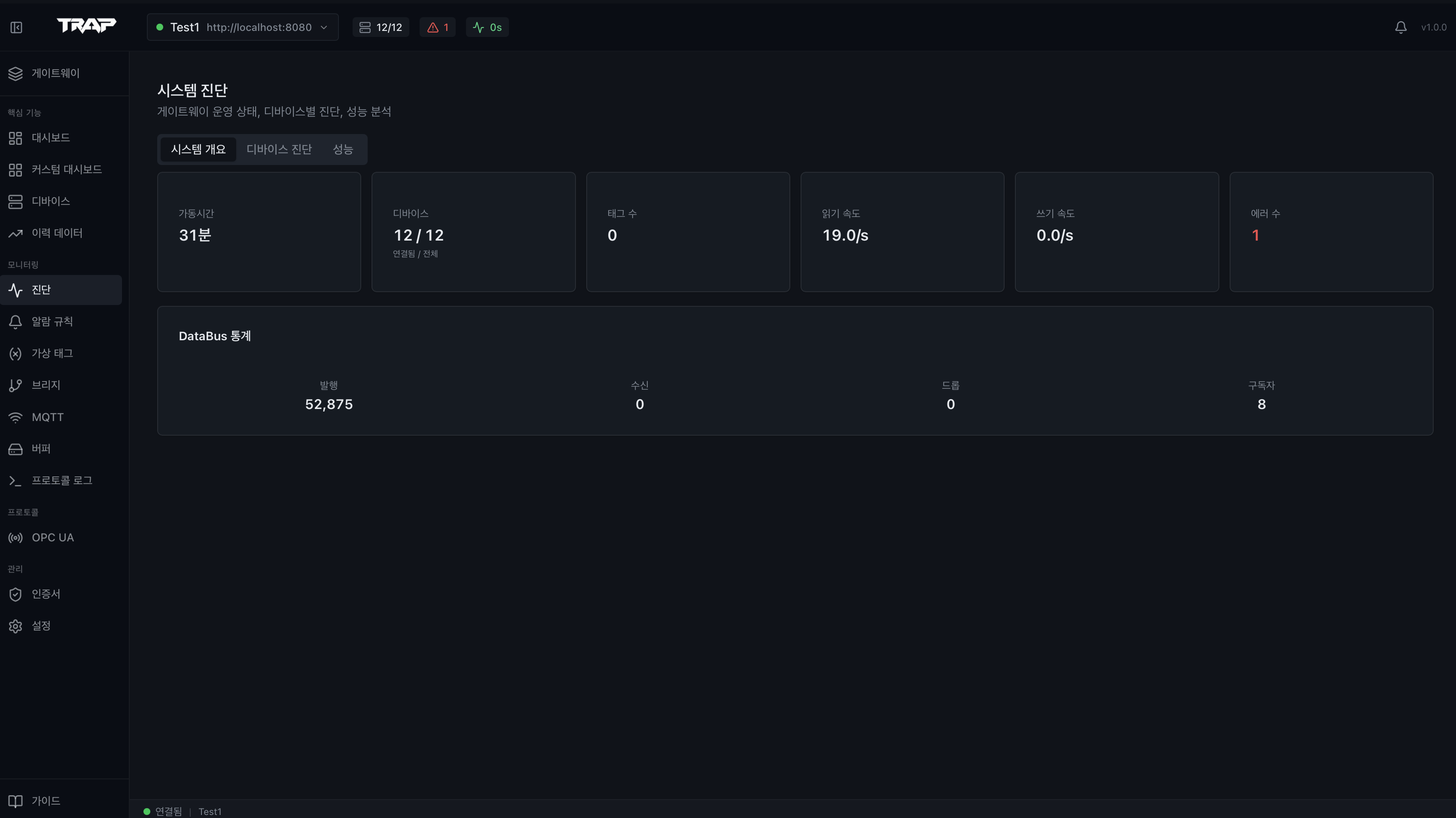 TRAP Client — 시스템 진단